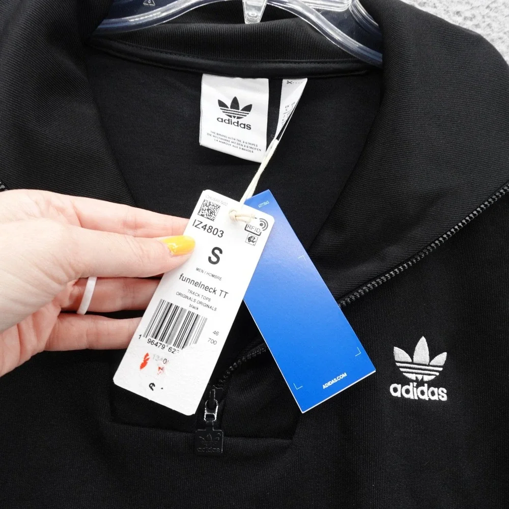 Adidas Originals Funnelneck‎ Track Jacket Small Black Men 1/4 Zip Pullover NWT